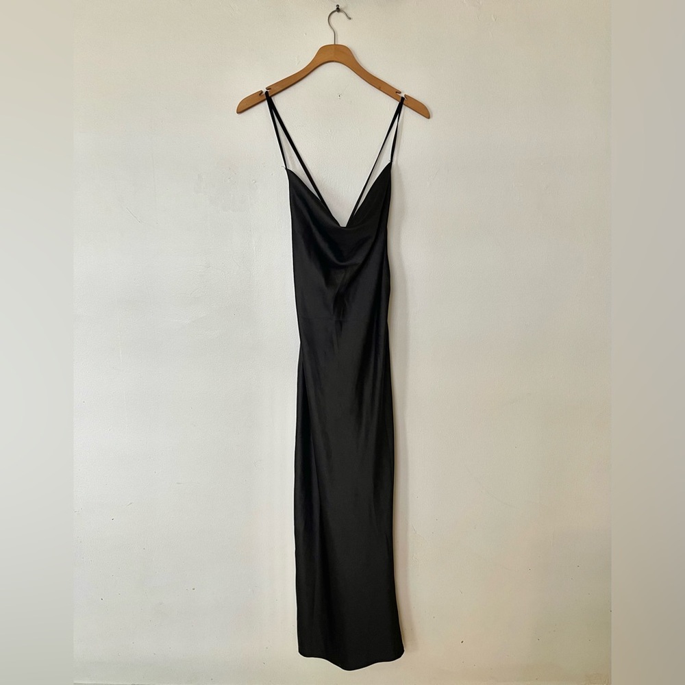 Classic Satin Tie Midi Slip Dress